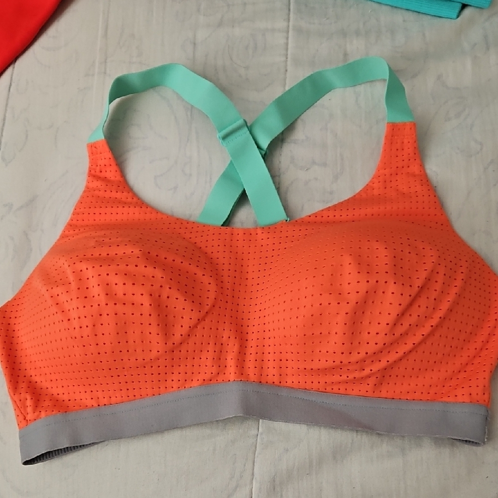 Vibrant Orange and Gray Sports Bra